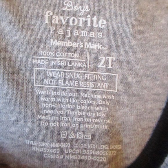 Members Mark Boys 4 piece pajama set, Black&Yellow Dinosaur Glow in the Dark 2T - Picture 9 of 13